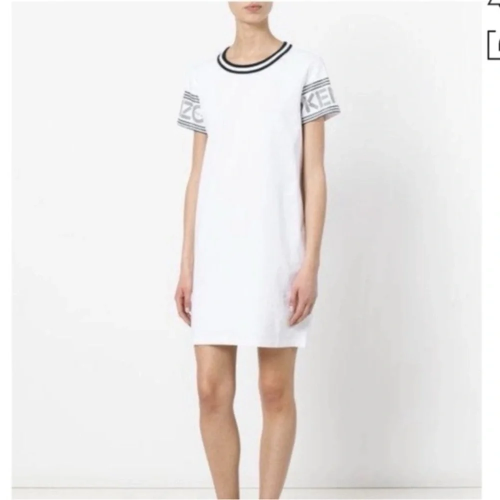 Kenzo Designer T-Shirt Dress Grey Logo Short Sleeve size L - Picture 2 of 10